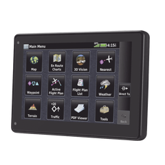Navegador portátil aera 760, muestra información de trafico aéreo y una excelente visualización por medio de su  pantalla con visión 3D  touch screen.