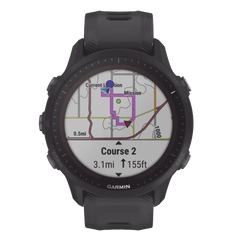 Reloj Garmin Forerunner 955 solar color negro en correa de silicón, con funciones premium de entrenamiento.
