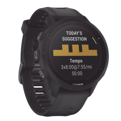 Reloj Garmin Forerunner 955 solar color negro en correa de silicón, con funciones premium de entrenamiento.