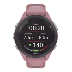 Forerunner® 265S, Bisel negro con carcasa en rosa y correa de silicona en rosa/gris