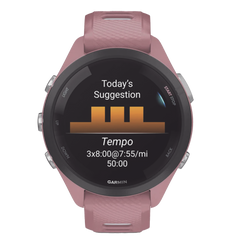 Forerunner® 265S, Bisel negro con carcasa en rosa y correa de silicona en rosa/gris