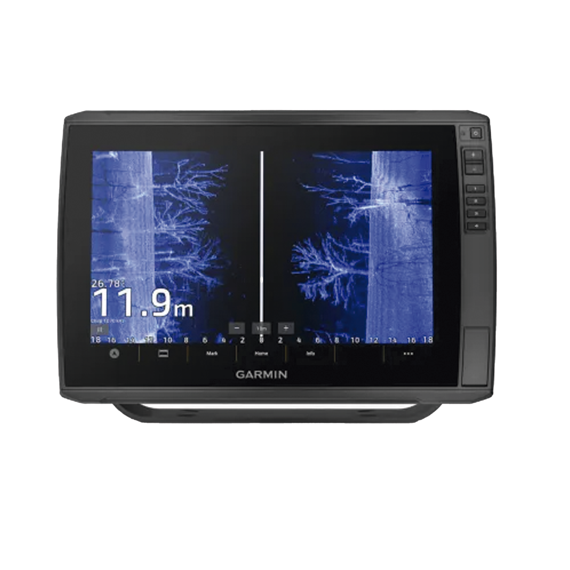 Pantalla ECHOMAP Ultra 2 de 122sv de 12" sin transductor, incluye sondas de exploración SIDEVÜ, CLEARVÜ Y CHIRP tradicional