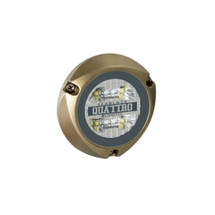 Luz led marina sumergible SeaBlaze Quattro, emite luz de color blanco y azul de 2000 lúmenes, fabricada en bronce naval con grado de protección IP68.