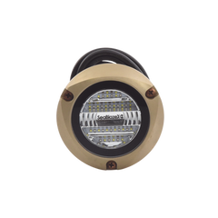Luz led marina sumergible SeaBlaze X2, emite luz de color blanco y azul de 6000 lúmenes, fabricada en bronce naval con grado de protección IP68.