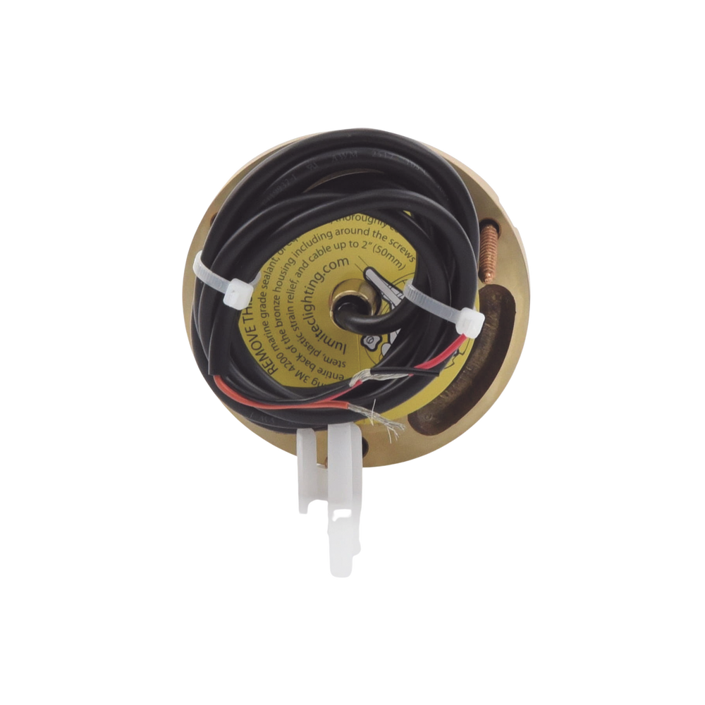 Luz led marina sumergible SeaBlaze X2, emite luz de color blanco y azul de 6000 lúmenes, fabricada en bronce naval con grado de protección IP68.