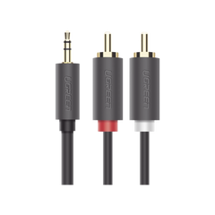 Cable Adaptador de 3.5mm Macho a 2 RCA Macho / 3 Metros (9.84 Pies) / Color Gris / Blindaje Múltiple / ABS / Alta Calidad