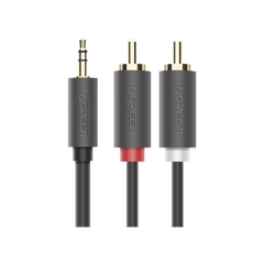 Cable Adaptador de 3.5mm Macho a 2 RCA Macho / 3 Metros / Color Gris / Blindaje Múltiple / ABS / Alta Calidad