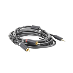 Cable Adaptador de 3.5mm Macho a 2 RCA Macho / 3 Metros / Color Gris / Blindaje Múltiple / ABS / Alta Calidad