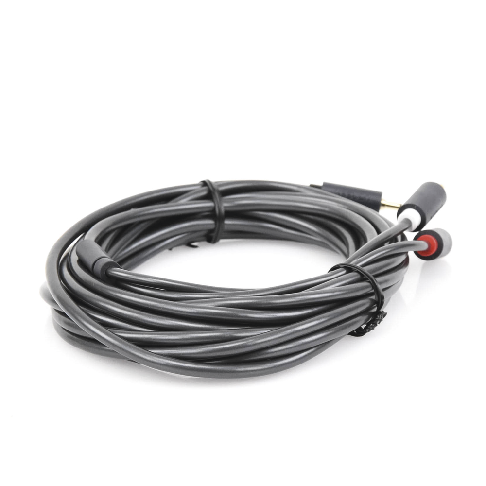 Cable Adaptador de 3.5mm Macho a 2 RCA Macho / 5 Metros (16.40 Pies) / Color Gris / Blindaje Múltiple / ABS / Alta Calidad