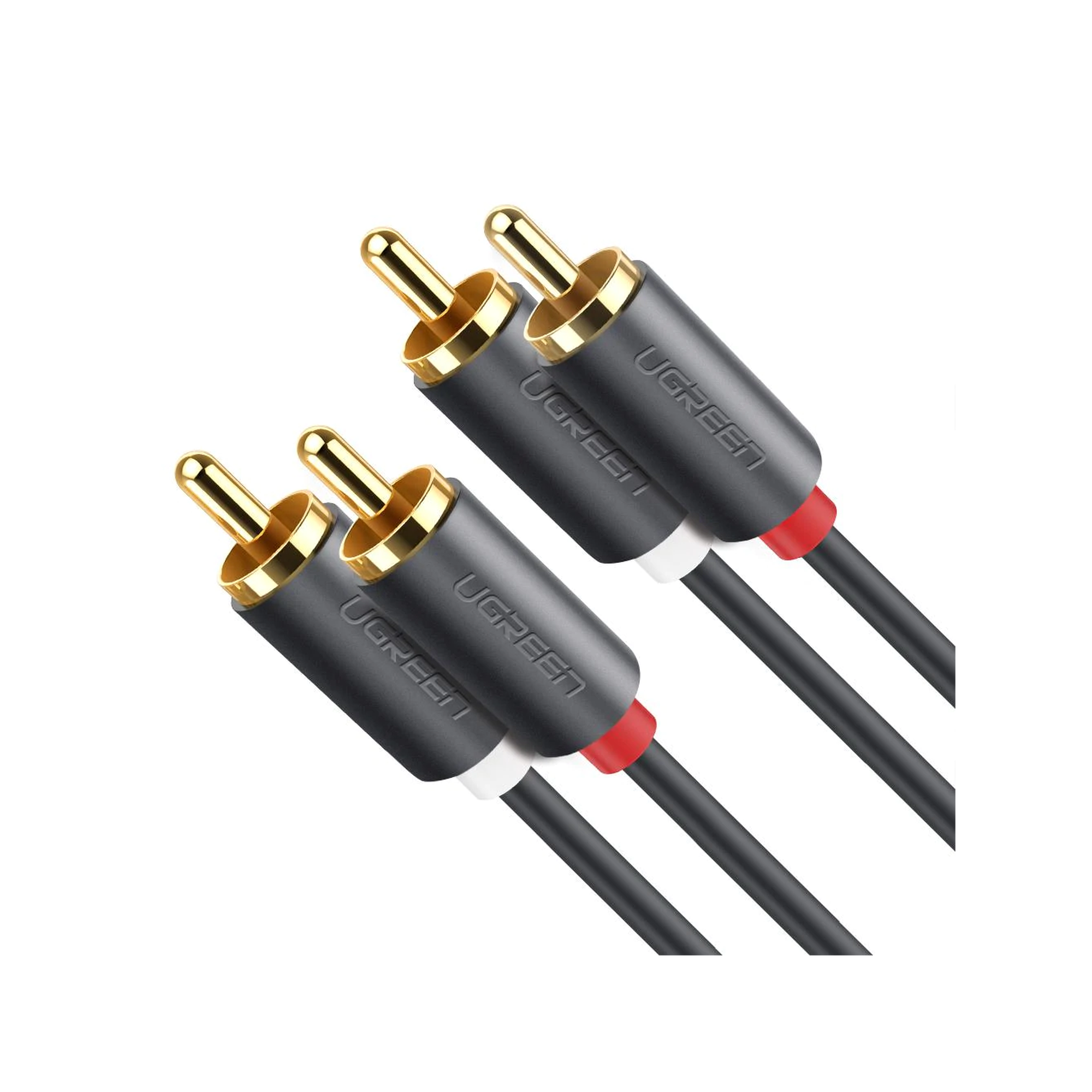 Cable de Audio 2 RCA Macho a 2 RCA Macho / 3 Metros (9.84 Pies) / Color Negro / Alta Calidad / Anillos de Goma para Asegurar un Agarre Firme al Instalar o Quitar el Cable