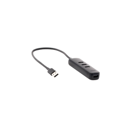 HUB USB-A 3.0 4 en 1 | 4 Puertos USB-A 3.0 (5Gbps) | Cable de 25 cm | Indicador Led | Ideal para Transferencia de Datos | Entrada USB-C para alimentar equipos de mayor consumo como discos duros | Color Negro.