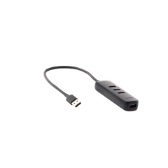 HUB USB-A 3.0 4 en 1 | 4 Puertos USB-A 3.0 (5Gbps) | Cable de 25 cm | Indicador Led | Ideal para Transferencia de Datos | Entrada USB-C para alimentar equipos de mayor consumo como discos duros | Color Negro.