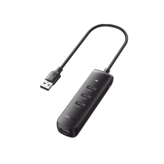 HUB USB-A 3.0 4 en 1 | 4 Puertos USB-A 3.0 (5Gbps) | Cable de 25 cm | Indicador Led | Ideal para Transferencia de Datos | Entrada USB-C para alimentar equipos de mayor consumo como discos duros | Color Negro.
