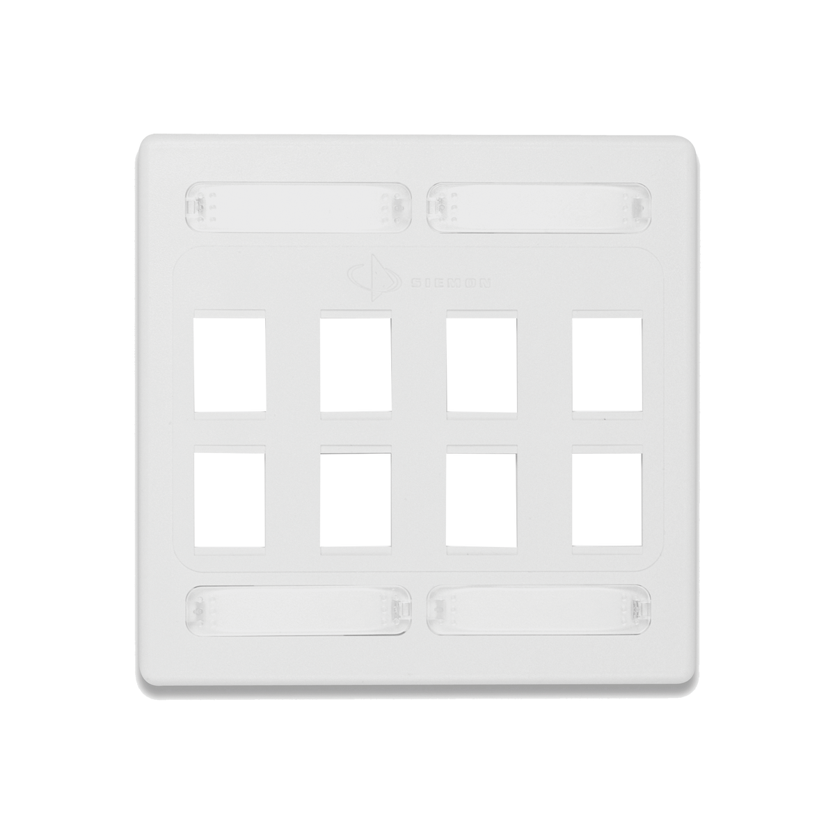 Placa de Pared Doble Modular 10G MAX de 8 Salidas, Color Blanco