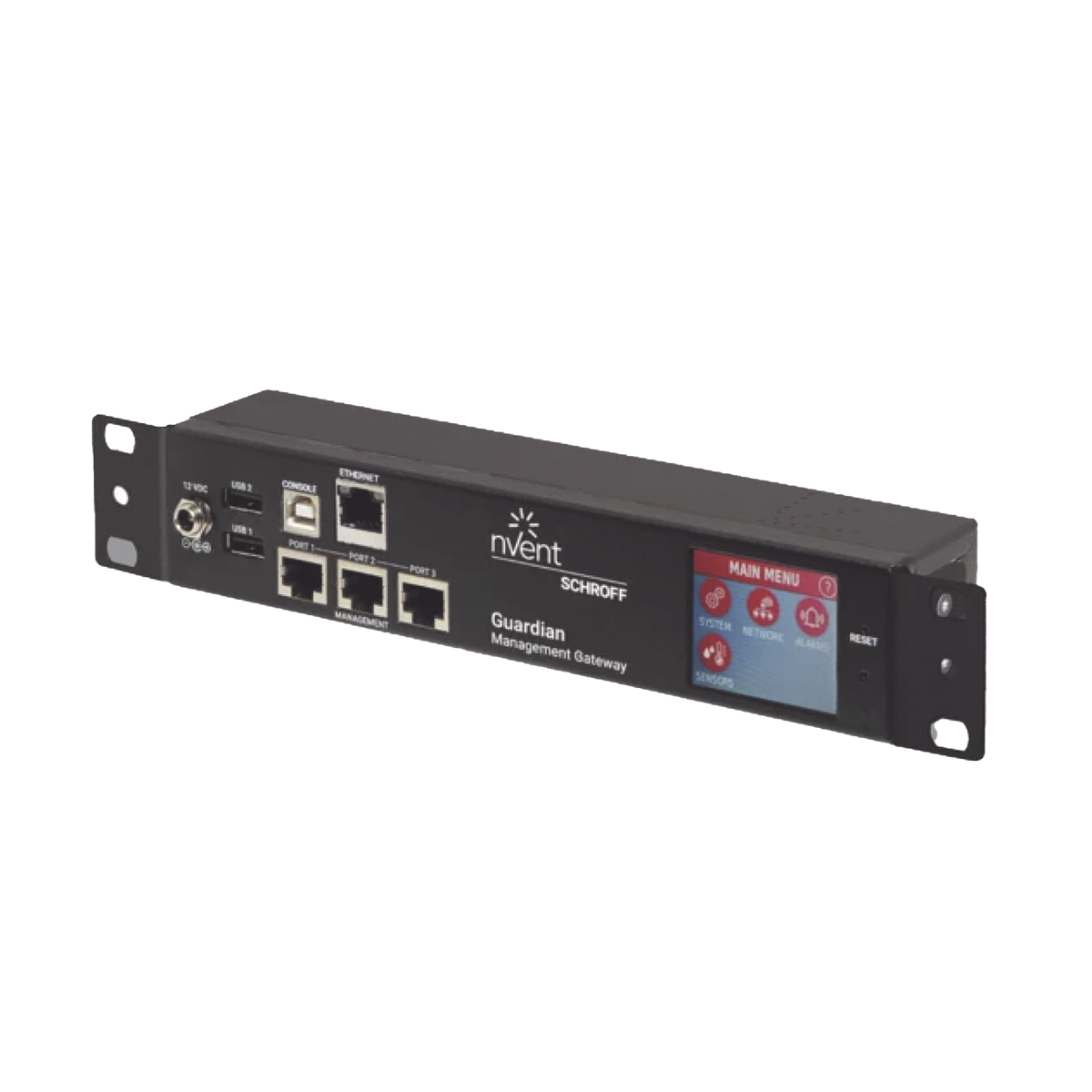 Gateway de Monitoreo Ambiental para Centro de Datos GUARDIAN / 1U Compacto / 3 Puertos de Sensores / Pantalla LCD Táctil / SNMP, BACnet, Modbus/TCP