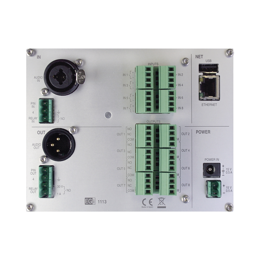 Interfaz Millennium IP para gestión de avisos y música pre-grabados IP con 8 relés IN/OUT
