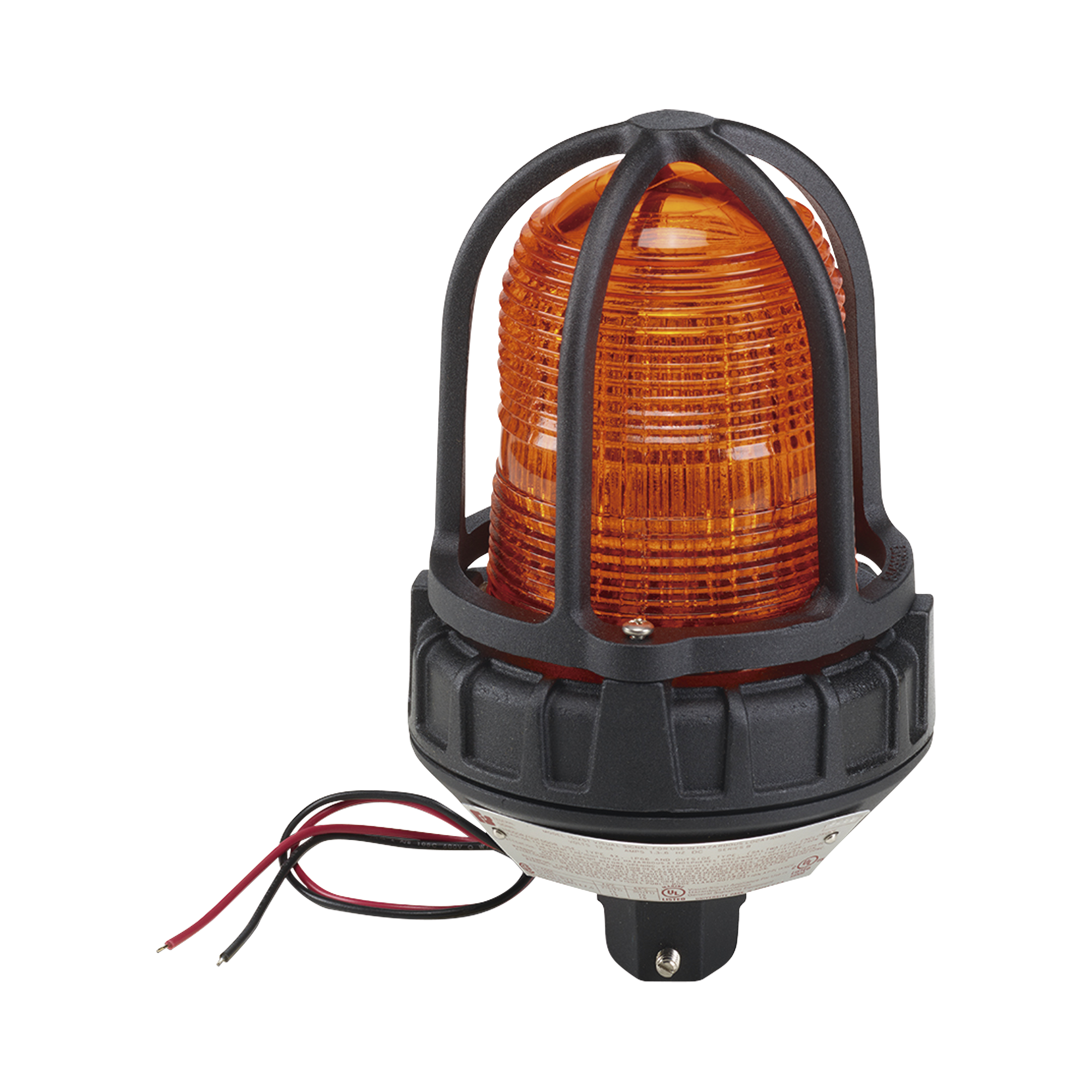 Luz estroboscópica para ubicaciónes peligrosas,  montaje tipo tubo, 12-24 VCD, color Ámbar