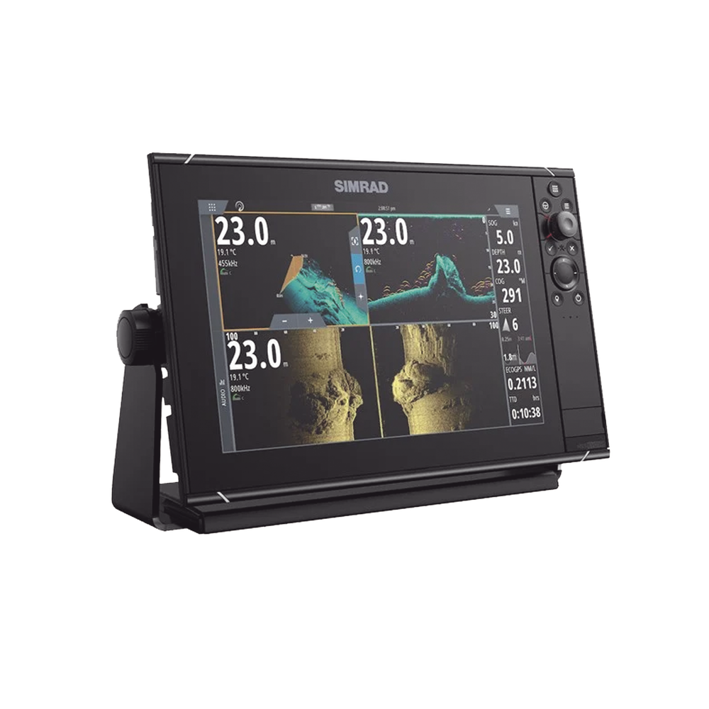 Pantalla Náutica NSS12 evo3S / Pantalla SolarMAX IPS 12 Pulgadas / Procesador iMX 8 / Ecosonda Integrada 1kW CHIRP / Conectividad Inalámbrica / Cartografía C-MAP® Preinstalada / Compatibilidad con Accesorios Simrad / Montaje Flush