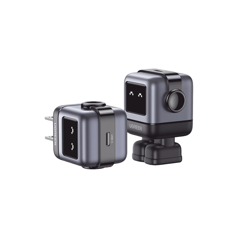 Cargador Mini GaNRobot 30W serie UNO | 1 USB-C de Carga Rápida | Tecnología GaN II | Multiprotocolo PD/QC/SCP/FCA | Carga Inteligente | Pantalla LED | Zapato Magnético Extraíble | Thermal Guard | Color Negro.