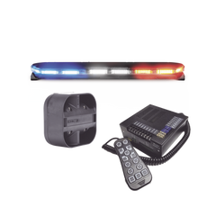 Kit de Sirena, Bocina y Torreta de 47", Serie 16 con 300 LEDs, Dual Color, Frente: Rojo/Blanco, Azul/Blanco, Trasero: Rojo/Ámbar, Azul/Ámbar