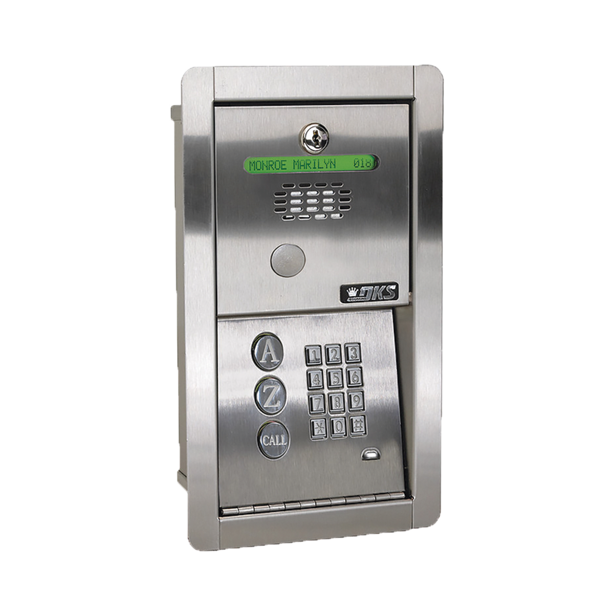Audioportero Telefónico DKS Con Directorio / 100 Números Telefónicos / Control Para 2 Puertas / Gabinete Para Empotrar / Marcación a 16 Digitos / Linea análoga o digital
