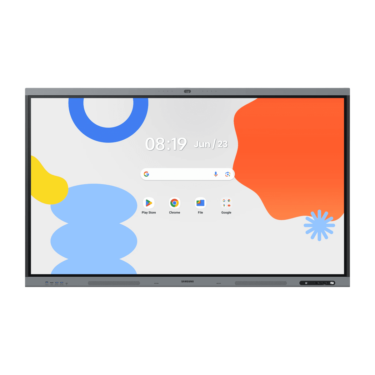 Pantalla Interactiva WAFX-P Series 75" 4K UHD 3840x2160 / Android 15 EDLA / Octa-core CPU / 48MP Cámara Integrada / 8 Micrófonos Far-Field / 50 Puntos Touch IR / WiFi 6 / 16GB RAM / 128GB Storage