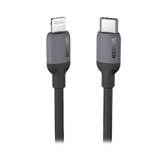 Cable USB-C a Lightning / Certificado MFi / 1 Metro / Adecuado para iPhone, iPad, iPod / Carga Rápida PD 20W /  Sincronización de Datos de hasta 480 Mbps / Goma de Silicona y  TPE. / Suave al Tacto / Color Negro