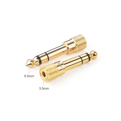 Adaptador (Convertidor) de Audio 3.5mm Hembra a 6.5mm Macho / Plug & Play / Superficie de Rosca Antideslizante / Calidad de sonido sin pérdidas