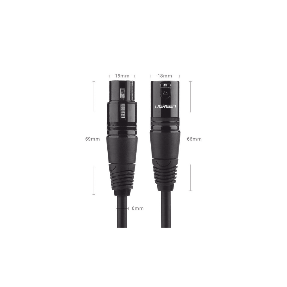 Cable para Micrófono XLR Tipo Canon Macho a Hembra | 5 Metros Plug & Play | Anti interferencias | Triple Blindaje | Alta Calidad | Color Negro
