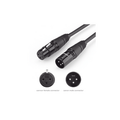 Cable para Micrófono XLR Tipo Canon Macho a Hembra / 10 Metros / Plug & Play / Antiinterferencias / Triple Blindaje / Alta Calidad / Color Negro
