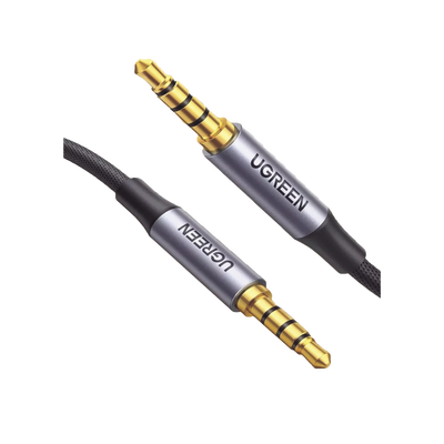Cable Auxiliar de 3.5mm / Cable Audio Estéreo / Núcleo de Alambre de Cobre Esmaltado / Carcasa de Aluminio Azul + Nylon Trenzado /  Soporta Micrófono / 2 Metros