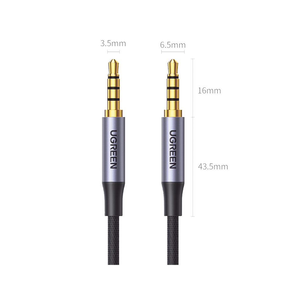 Cable Auxiliar de 3.5mm / Cable Audio Estéreo / Núcleo de Alambre de Cobre Esmaltado / Carcasa de Aluminio Azul + Nylon Trenzado /  Soporta Micrófono / 2 Metros