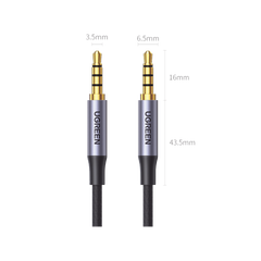 Cable Auxiliar de 3.5mm / Cable Audio Estéreo / Núcleo de Alambre de Cobre Esmaltado / Carcasa de Aluminio Azul + Nylon Trenzado /  Soporta Micrófono / 2 Metros
