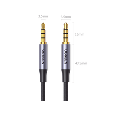 Cable Auxiliar de 3.5mm / Cable Audio Estéreo / Núcleo de Alambre de Cobre Esmaltado / Carcasa de Aluminio Azul + Nylon Trenzado /  Soporta Micrófono / 2 Metros