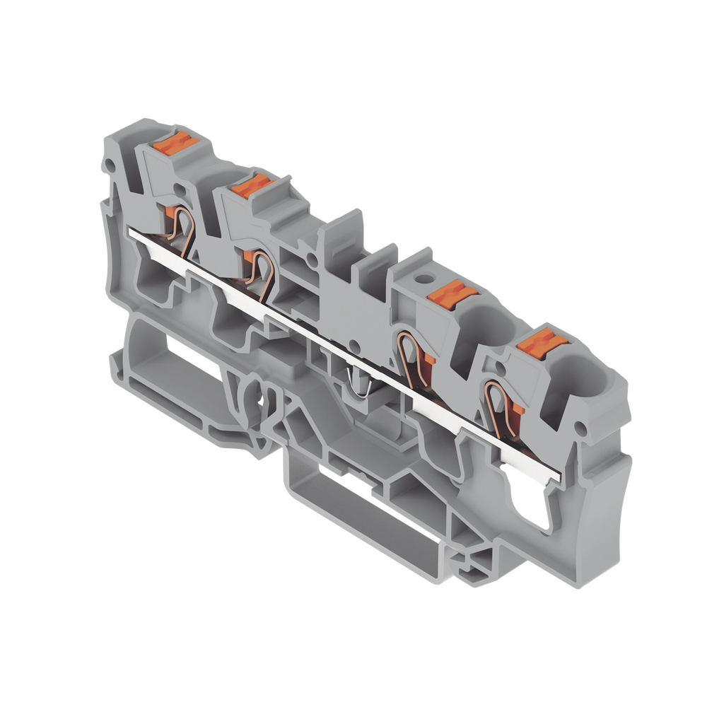 Borna de Paso / 4 Conductores / Push-in CAGE CLAMP® / 4 mm² / 32 A / 800 V / Carril DIN / ATEX IECEx / Prueba Ø4 mm