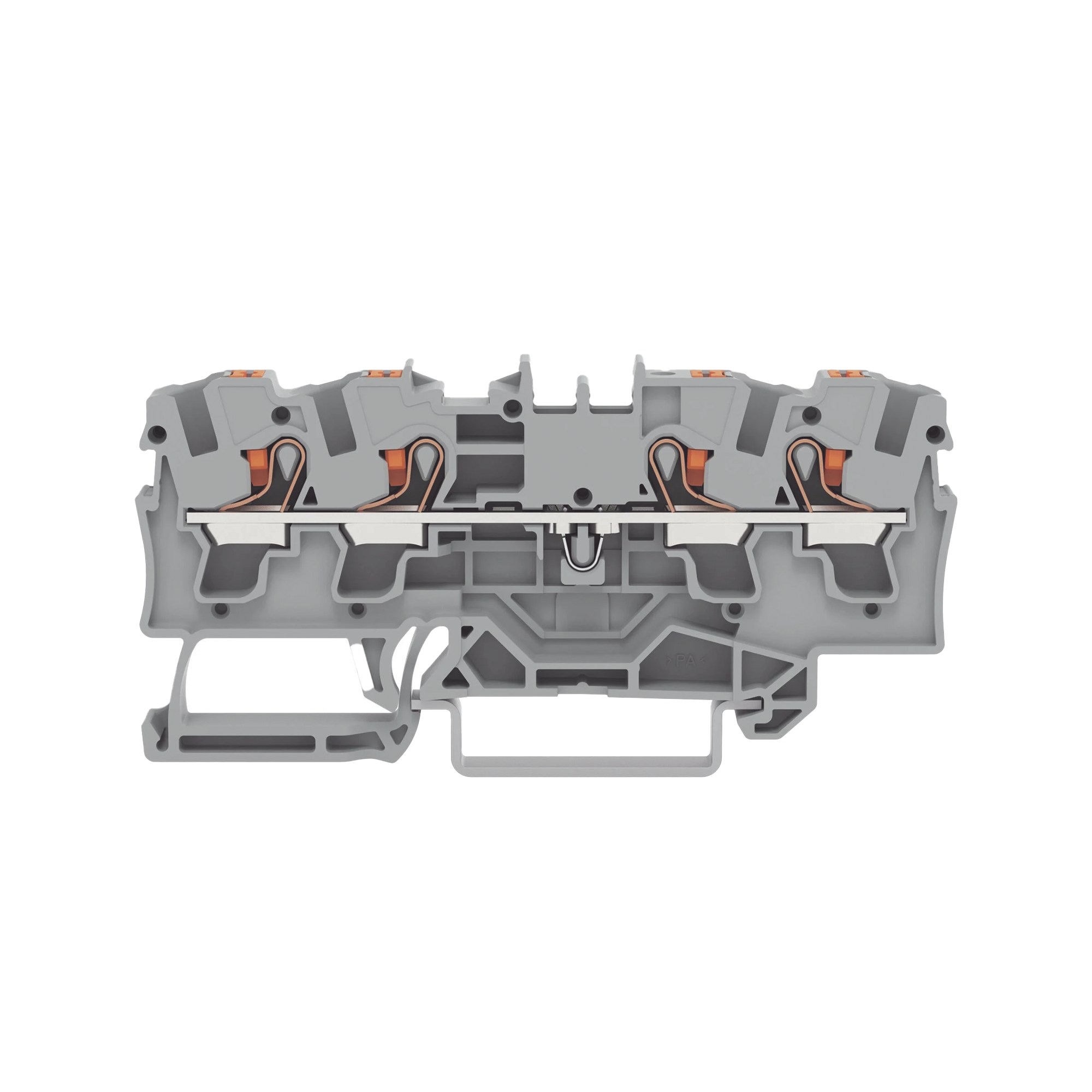 Borna de Paso / 4 Conductores / Push-in CAGE CLAMP® / 4 mm² / 32 A / 800 V / Carril DIN / ATEX IECEx / Prueba Ø4 mm