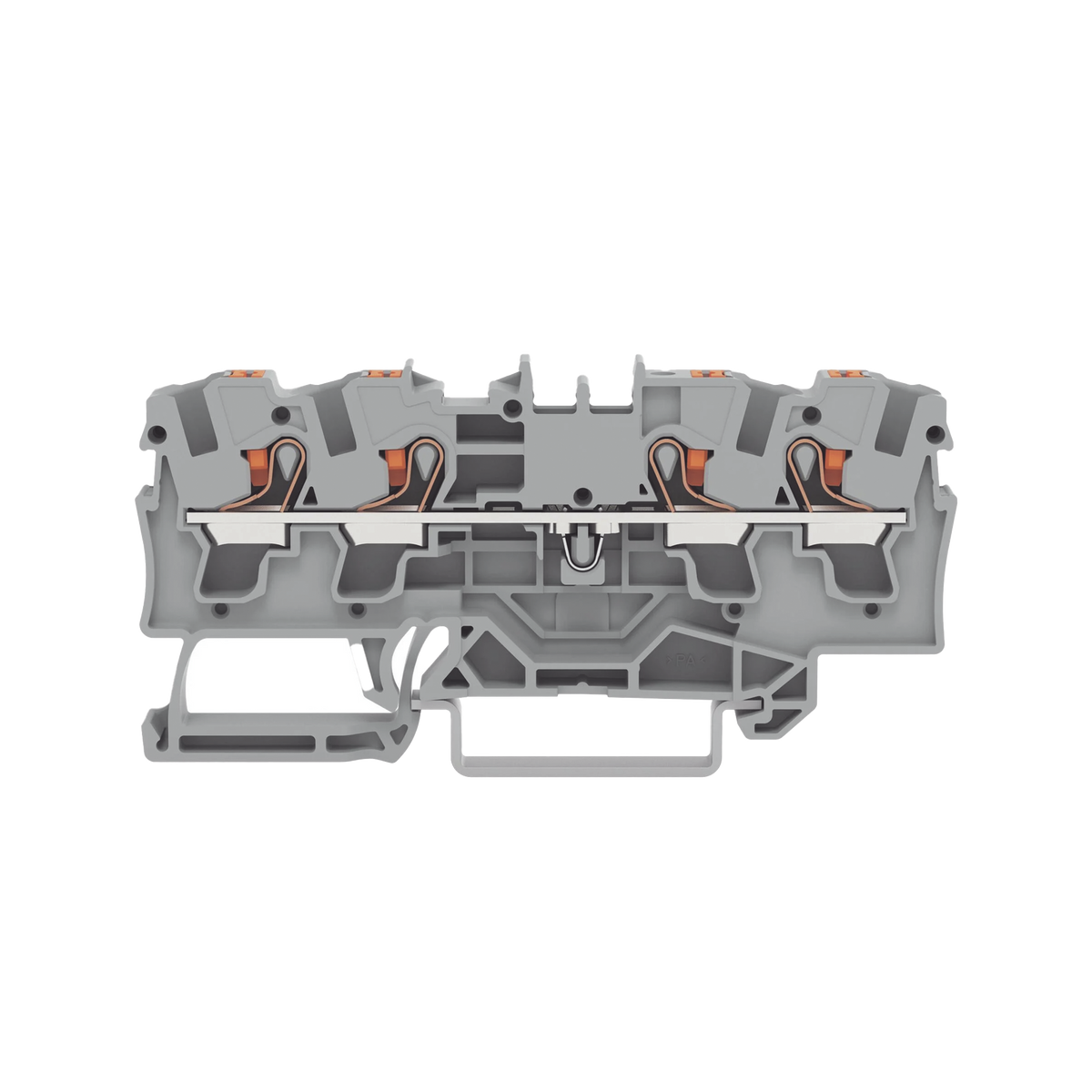 Borna de Paso / 4 Conductores / Push-in CAGE CLAMP® / 4 mm² / 32 A / 800 V / Carril DIN / ATEX IECEx / Prueba Ø4 mm
