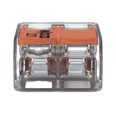 Borna de Conexión WAGO 221-412 / Palancas de Accionamiento / Capacidad 4 mm² / Transparente / CAGE CLAMP® / Compatibilidad con cables AWG 24-12