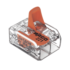 Borna de Conexión WAGO 221-412 / Palancas de Accionamiento / Capacidad 4 mm² / Transparente / CAGE CLAMP® / Compatibilidad con cables AWG 24-12
