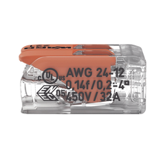 Borna de Conexión WAGO 221-412 / Palancas de Accionamiento / Capacidad 4 mm² / Transparente / CAGE CLAMP® / Compatibilidad con cables AWG 24-12