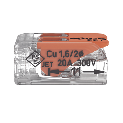 Borna de Conexión WAGO 221-412 / Palancas de Accionamiento / Capacidad 4 mm² / Transparente / CAGE CLAMP® / Compatibilidad con cables AWG 24-12
