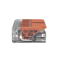 Borna de Conexión / 5 Conductores / 4 mm² Máximo / Palanca Naranja / Transparente / 32A 450V / UL JET ENEC / CAGE CLAMP® / T85