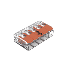 Borna de Conexión / 5 Conductores / 4 mm² Máximo / Palanca Naranja / Transparente / 32A 450V / UL JET ENEC / CAGE CLAMP® / T85