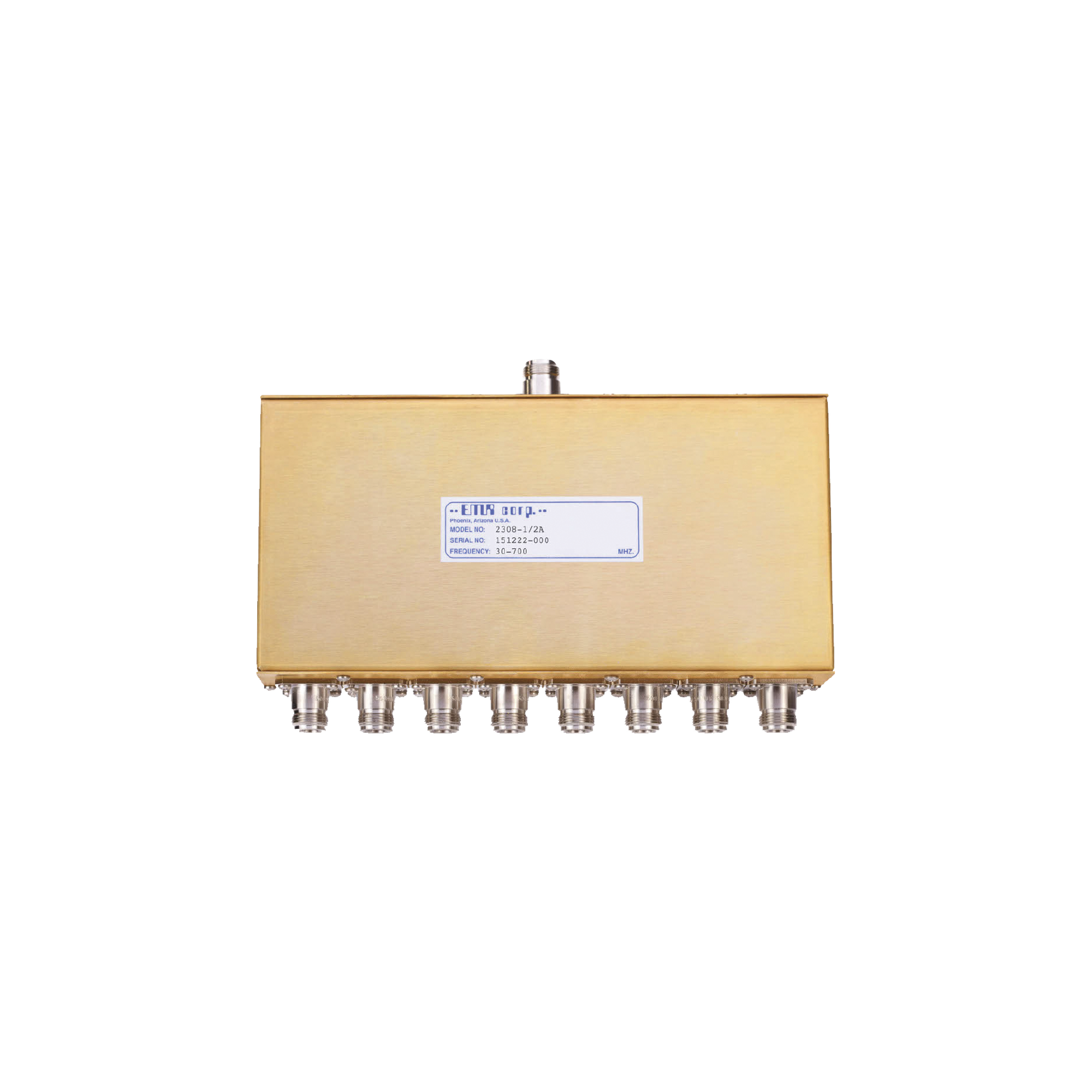 Divisor de Potencia EMR de 8 Vías, 30-700 MHz, 0.5 Watt, Conectores N Hembra.