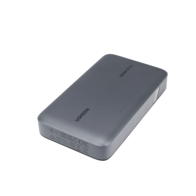 Power Bank de 20000mAh | 3 Salidas 100W Max. | USB-A + 2 USB-C | PD 3.0 | QC3.0 | FCP | SCP | Pantalla Inteligente | Carcasa Ignifuga | Color Gris | Incluye Cable USB de 50cm | Carga tu Laptop de Manera Segura.