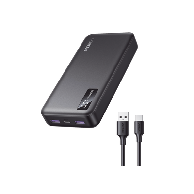 Power Bank 20000mAh | 22.5W | 1 USB-C | 2 USB-A | PD3.0 | QC4.0/3.0/2.0 | FPC | AFC | SPC | PPS | Carga 3 veces más Rápido | Protección Integrada| Material Ignifugo | UL94 V-0 | Pantalla Inteligente | Aprobado por Aerolíneas.