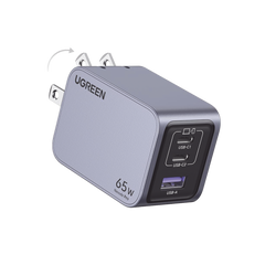 Cargador de 65W serie Nexode Pro | 3 Puertos de Carga Rápida | 2 USB-C | 1 USB-A | Tecnología GaNInfinity | PD3.1 de 65W / QC4.0 | Tecnología de Protección Térmica | Optimiza la Carga | Caja de Aluminio | Incluye Cable U
