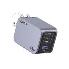 Cargador de 65W serie Nexode Pro | 3 Puertos de Carga Rápida | 2 USB-C | 1 USB-A | Tecnología GaNInfinity | PD3.1 de 65W / QC4.0 | Tecnología de Protección Térmica | Optimiza la Carga | Caja de Aluminio | Incluye Cable U