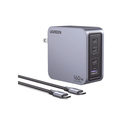 Cargador Rápido GaN / 160W Máximo / 3 USB-C + 1 USB-A / PD3.1 140W / PPS / UFCS / QC5 / Protecciones Múltiples / PC 94-V0