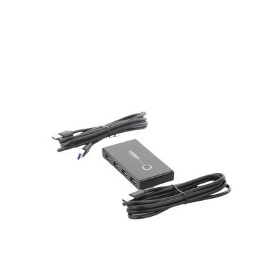 Conmutador USB para Compartir 4 Puertos USB 3.0 a 2 PC ́s | Cambio Mediante Botón | Incluye Dos Cables USB de 1.5 m | ABS | Permite que 2 Usuarios Compartan 4 Dispositivos Periféricos USB3.0, como una impresora, un escáner, etc.
